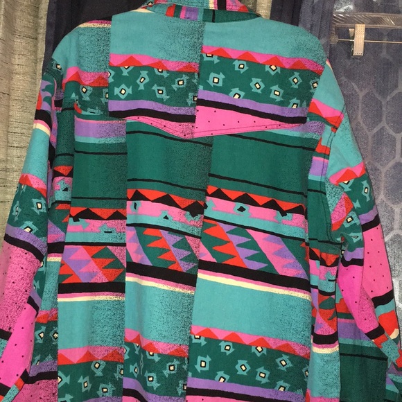 Vintage wrangler wild bold geo Aztec south western country cowboy brush popper - Picture 15 of 17